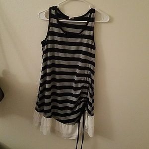 Striped tunic dress with ruffles